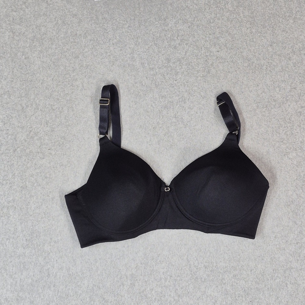 Vanity Fair Women Bra 34C Black T Shirt Wireless Knit Strap